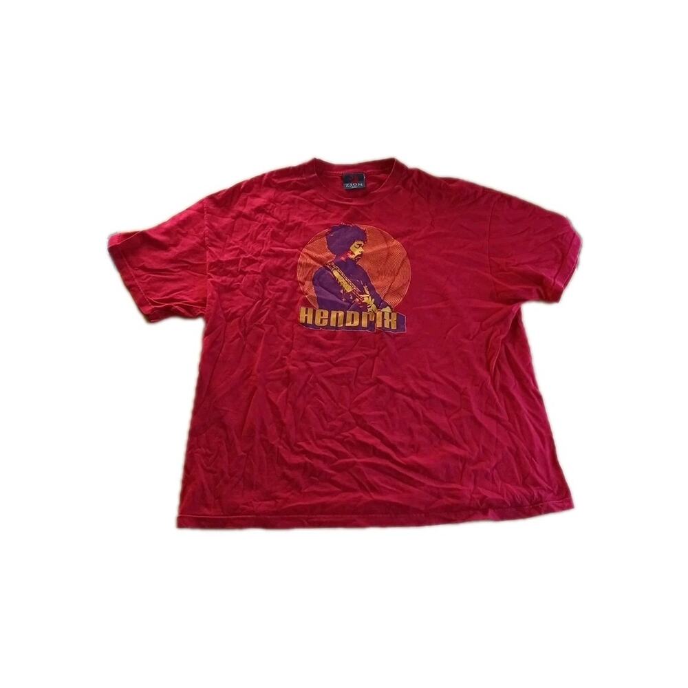 VTG Zion Rootswear Tee Mens 2X Jimi Hendrix Band Tee 00s Y2K Faded Worn Red